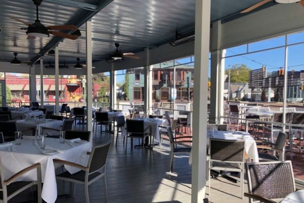 Clear fabric panels at restaurant