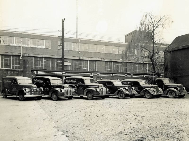 vintage photo of Williams Shade and Awning truck fleet - part of the Parasol Awnings Collection