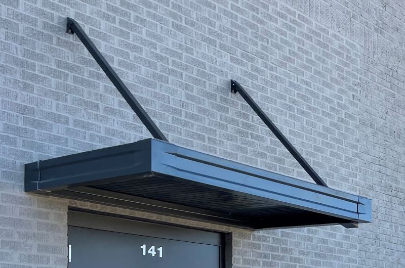 roll form fascia on suspended metal canopy