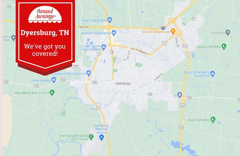 map of Dyersburg, TN