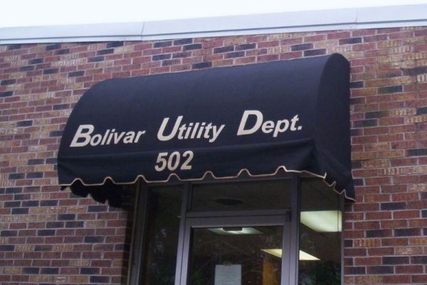 Commercial Fabric Door Convex Awning project for Bolivar Utility Department in Bolivar, TN