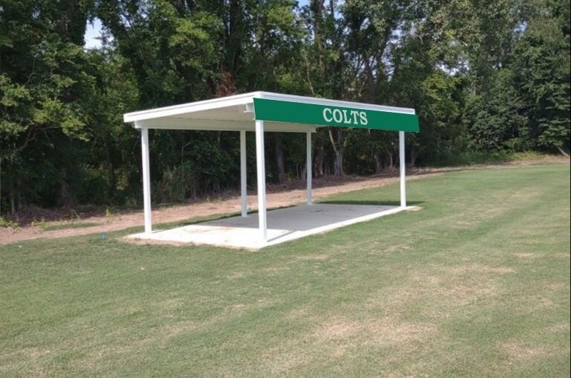 outdoor sports field metal canopy