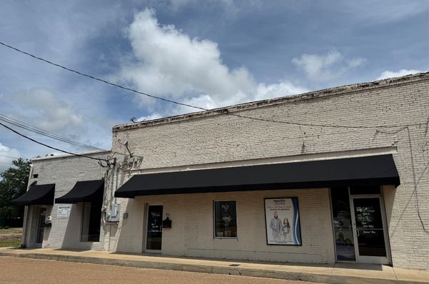Recovered Black Fabric Awning at Baker Office Building in Senatobia MS