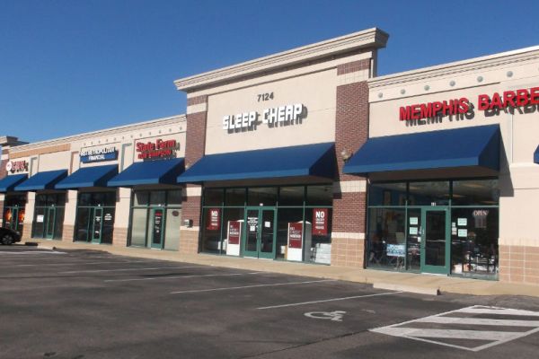 Commercial Fabric Entryway Square Awning project for Stage Coach Collection