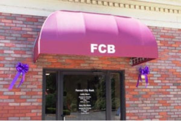 Burgundy Fabric Entryway Awning