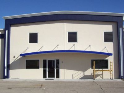 Suspended metal marquee style canopy