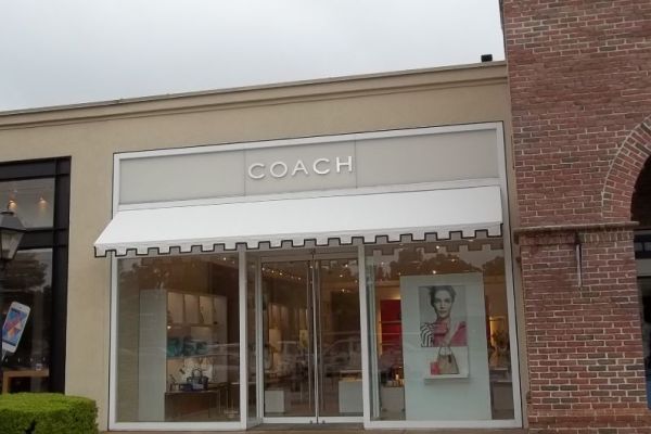 Fabric Awning with Greek Key Scalloped Valance