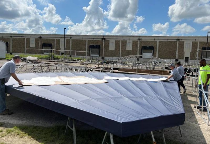 adding awning graphics Ole Miss stadium 224176