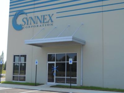 Suspended metal door canopy